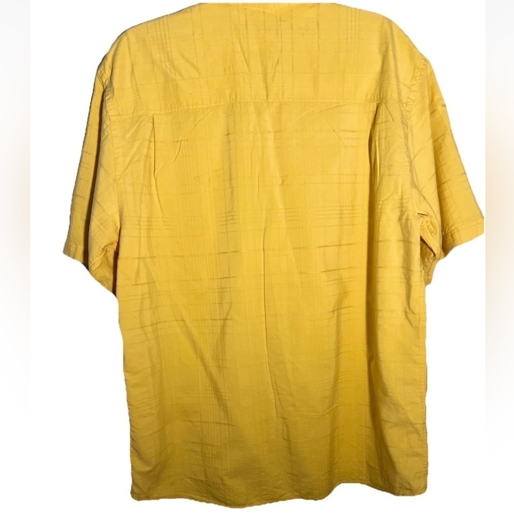 Tommy Bahama Mens Silk & Cotton Blend Yellow Shirt Hawaiian Tropical Size L - Picture 2 of 5